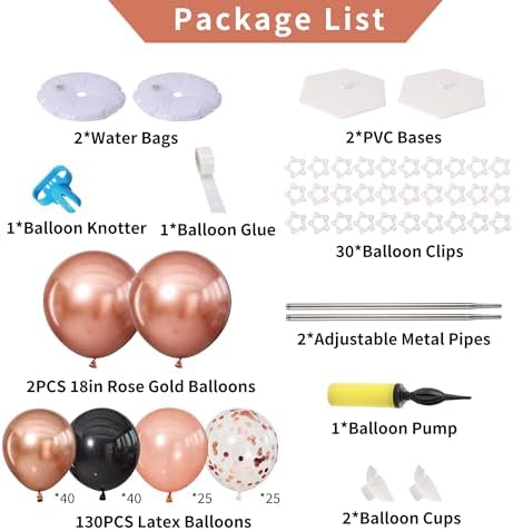 Rose Gold and Black Balloon Column Stand Kit Set of 2 for Floor - Image 3
