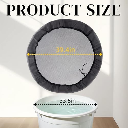 2-Pack Mesh Cover for Rain Barrels, 39 Inch Debris Cover with Drawstring, Outdoor Water Collection Bucket Protector Screen, Prevent Fallen Leaves for Garden, Yard, Eaves Downspouts - Image 2