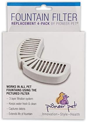 Pioneer Pet Water Fountain Replacement Filters – 4 Pack - fits Raindrop Stainless Steel and Big Max Ceramic Fountains – Easy to Change, Carbon Water Filter (3014) - Image 2