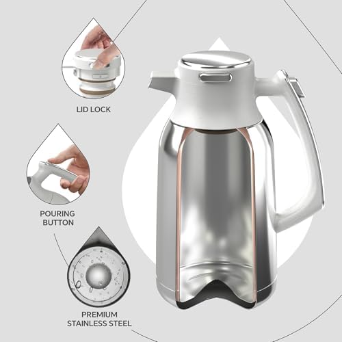 IDEUS Thermal Coffee Carafe 68oz, Beverage Dispenser White - Image 3
