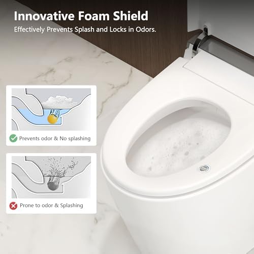 DeerValley Smart Toilet with Bidet Built in, Voice Control, Spa Wash, Auto Open/Close, Pump Assisted, Water Filter, Foam Shield, Dryer, Deodorization, ADA Height Japanese One-Piece Toilet for Bathroom - Image 6