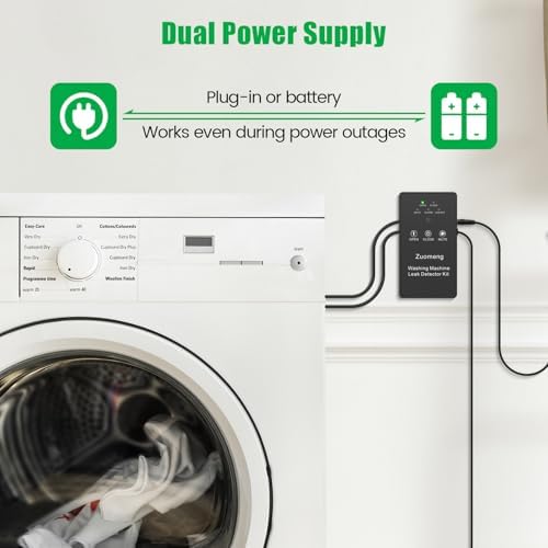 Washing Machine Water Leak Detector Kit with Dual Power Supply, Precise Sensor, Automatic Shut-Off Hot & Cold Valves 3/4" 90° , Alarm Sound and Alarm Light - Image 4
