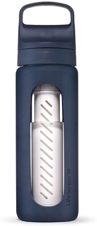 LifeStraw Go Glass Water Filter Bottle with Sleeve, 20 oz, Aegean Sea by Unknown