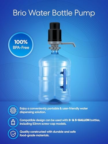 Brio Universal Water Bottle Pump | Manual Water Pump 1-5 Gallon Water Jug Dispenser for Camping Picnics and More! | 48mm & 55mm - (Multiple Color Options) - Image 2