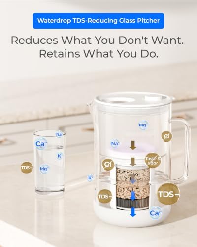 Waterdrop PT-13W TDS-Reducing Glass Water Filter Pitcher, Large 10-Cup - Image 3
