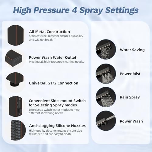 Hibbent 5-Mode 13" Shower head, 4-Mode Handheld Spray Oil-Rubbed Bronze - Image 3