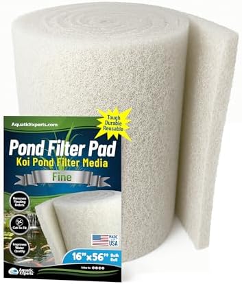 Classic Koi Pond Filter Pad FINE - White Bulk Roll Pond Filter Media, Ultra-Durable Pond Filters for Outdoor Ponds, Reusable Fish Pond Filter Material, USA, Aquatic Experts (3/4" - 1" x 16" x 56") by AquaticExperts