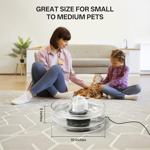 All Glass Pet Fountain –2.7L/90oz Transparent Glass Cat Water Fountain & Dog Drinking Bowl– Automatic Cat Water Dispenser with Ultra-Quiet Pump - Image 4