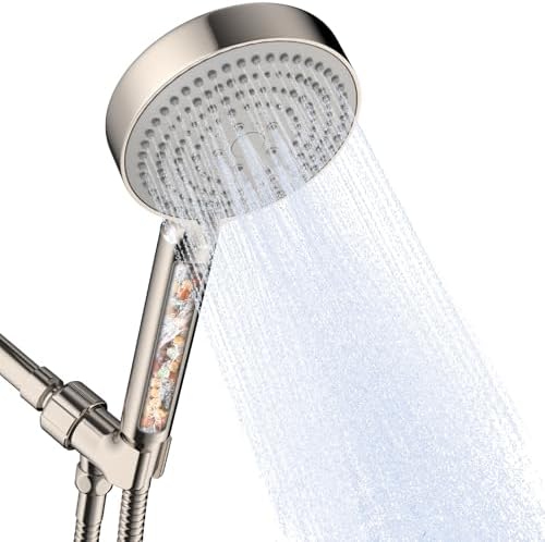 OFFO Filtered Shower Head with Handheld, 20 Stage Shower Head with Filters for Hard Water with 60" Stainless Steel Hose & Holder, 6 Modes High Pressure Shower Head to Remove Chlorine, Brushed Nickel by OFFO