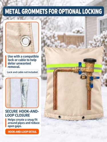 Bitubi Insulated Backflow Cover for Freeze Protection, 18" W x 34" H, Beige - Image 4