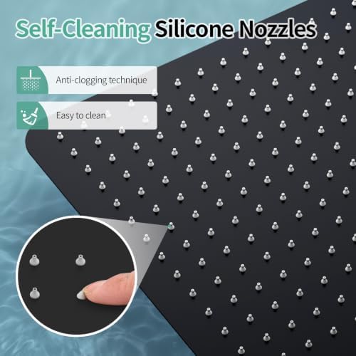 SR SUN RISE Luxury 16 Inch Extra Large Square Stainless Steel Shower Head High Pressure Rainfall Showerhead Ultra Thin Water Saving Matte Black 2.5 Gpm - Image 4
