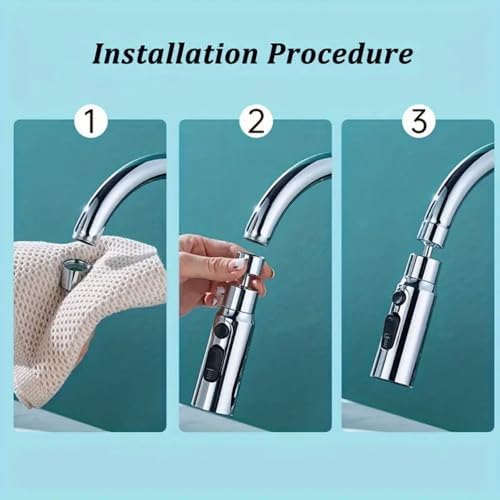 1pc Kitchen Faucet Washing Spout Booster Bathroom 3 Modes Extender Adapter Washbasin Sprayer Filter Nozzle,Black,1 PC - Image 4