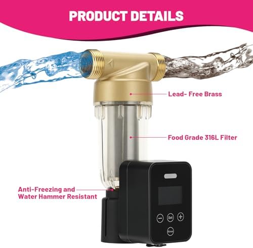 50/100 Micron Spin Down Sediment Water Filter, Plug - in with Touch - Screen Auto Flushing, Brass Valve, 3/4" FNPT x 1" MNPT, Reusable Whole House Sediment Filter for Well Water - Image 2
