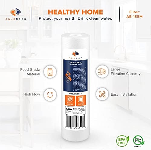 Aquaboon 5 Micron 10 x 2.5 Sediment Filter - Whole House Water Filter Replacement Compatible with Well Water Filters - P5, AP110, WHKF-GD05, 25-Pack - Image 4