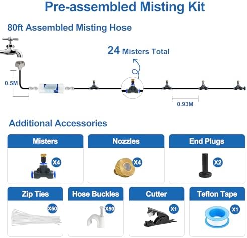 Misters for Outside Patio,80FT|24M.Outdoor Misting Cooling System - Image 4