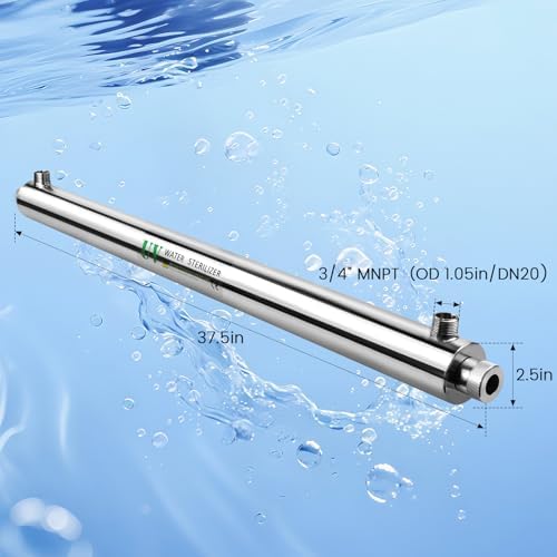 12 GPM Whole House UV Water Filter，uv Light Water Purifier with 1 Extra UV Tube， 55W Ultraviolet Purifier for RO Systems, 3s to Fill a 200ml Water Cup - Image 4