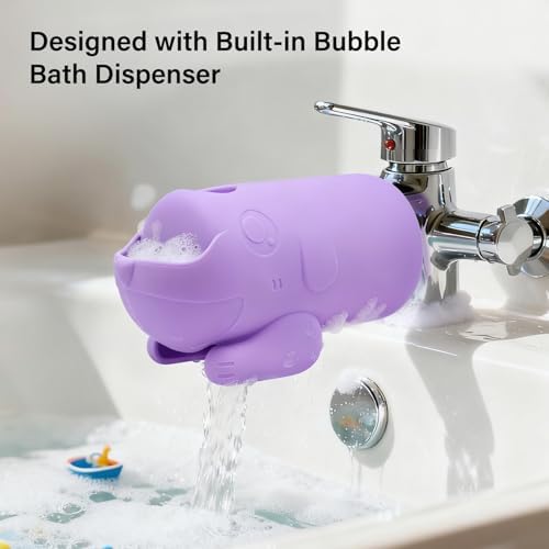 mandoo Faucet Extender for Toddlers, Bath Spout Cover for Baby, Bathtub Faucet Cover for Baby, Toddler Bath Silicone Shower Toys,Head Protector for Kids Safety.（Pink+Brush） - Image 3