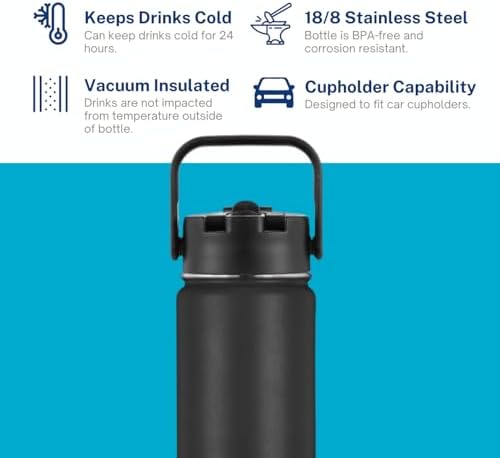 HydroBottle | Stainless Steel Filtered Water Bottle, 24 oz | BPA-Free, Removes Lead, Chlorine, Arsenic, VOCs | Filter Lasts 3 Months, Replaces 568 Plastic Bottles (Black) - Image 6