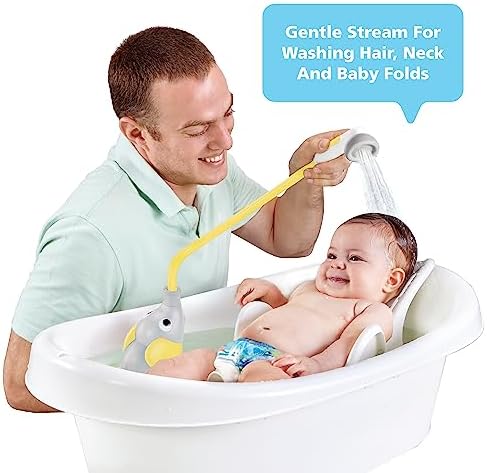Yookidoo Baby Bath Shower Head - Elephant Water Pump and Trunk Spout Sprayer and Rinser-Control Water Flow from 2 Knobs Baby Bath Time Essentials for Newborn Babies in Tub Or Sink (Yellow) (Pack of 2) - Image 2