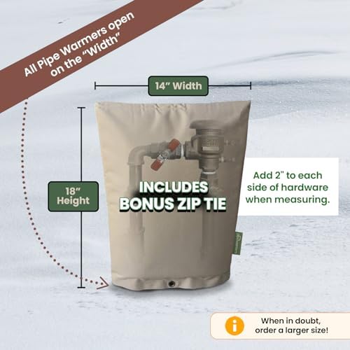 The Original Winter Pipe Insulation Cover (5˚F) - Double-Wall Cotton (UV-Coated) Insulated Backflow Preventer Freeze Protection, Pump Cover, Sprinkler/Well Head Cover for Outside - (14" W X 18" H) - Image 2