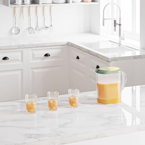 Tribello 1-Gallon Slim Plastic Pitcher with Lid – Clear Water Jug with Pivot-Top Spout, Iced Tea Pitcher for Fridge, Dishwasher/Freezer Safe, BPA & Phthalate Free – Sage Green - Image 4