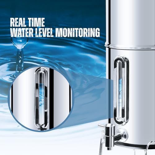 SINCHO 2.25G Gravity Water Filter System with Level Window – 3-Stage Stainless Steel System, 2 Washable Ceramic Filters, No Electricity Needed - Image 5
