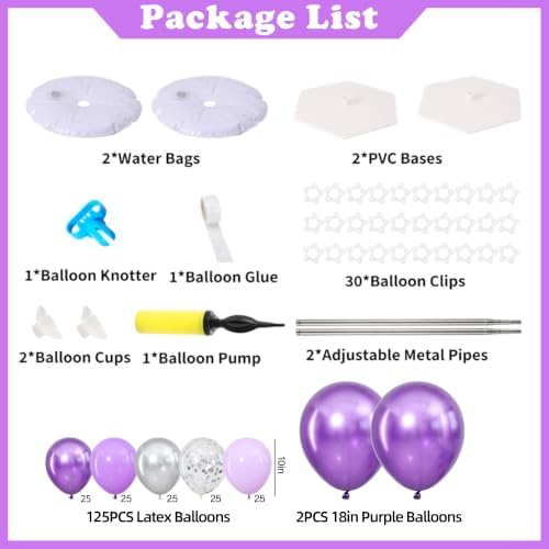Purpe and Silver Balloon Column Stand Kit Set of 2 for Floor - Image 3