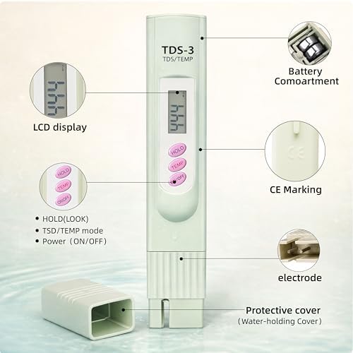 TDS Meter Digital Water Tester for Drinking Water, 3 in 1 TDS,EC,Temperature Meter,Portable Water Testing Kits for Hydroponics Aquarium and RO System - Image 3