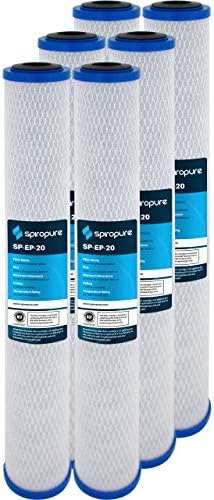 SpiroPure SP-EP-20 20x2.5 Carbon Block Water Filter EP-20 CB-25-2005 6 Pack by SpiroPure