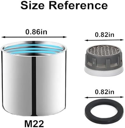 Bathroom Faucet Aerator, 2.2 GPM Kitchen Sink Aerator, Made of Solid Brass and Stainless Steel Filter, 55/64 inch Female Thread Aerators for Faucets Replacement Parts with Gasket - Image 3