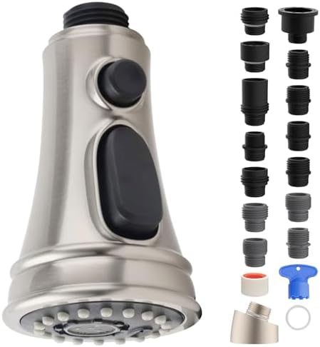 Universal Kitchen Faucet Head Replacement/3-Mode/15-Adapter, Brushed Nickel by iFealClear