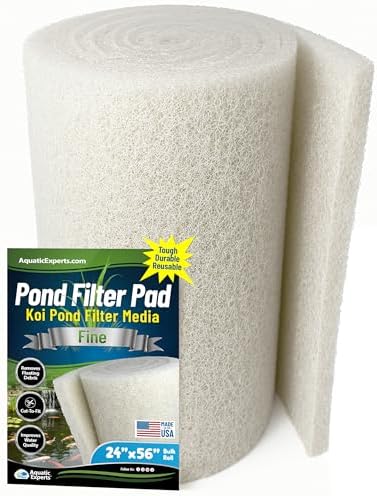Classic Koi Pond Filter Pad FINE - White Bulk Roll Pond Filter Media, Ultra-Durable Pond Filters for Outdoor Ponds, Reusable Fish Pond Filter Material, USA, Aquatic Experts (3/4" - 1" x 24" x 56") by AquaticExperts