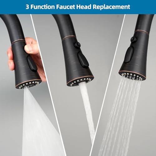 Universal Kitchen Faucet Head, 3 Modes, 15 Adapter Kit, Oil Rubbed Bronze - Image 3
