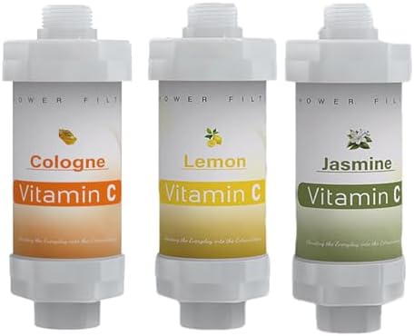 3 Pack Vitamin C Shower Head Filter for Hard Water Filter Bathtub Shower Aromatherapy Replacement Cartridge Bathroom Accessories Remove Chlorine Fluoride Heavy Metals Cologne Jasmine Lemon by Unknown