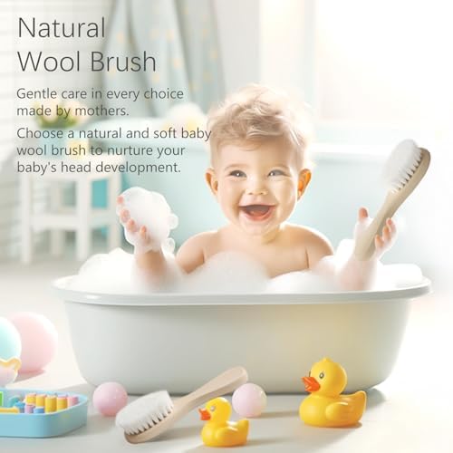 Baby Bath Grooming Kit Natural Wooden Hairbrush with Gentle Goat Bristles, Pear Wood Comb, and Soothing Massage Brush for Babies, Toddlers, and Kids - Image 5