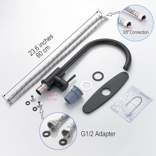 Single Handle High Arc Matte Black Kitchen Faucet Stainless Steel Commercial Single Hole Kitchen Sink Faucet, Modern One Hole Bar Sink Faucet with Deck Plate - Image 4