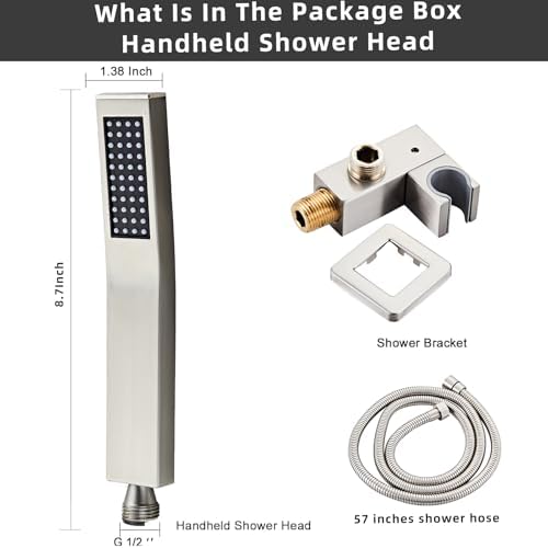 Handheld Shower Head，High Pressure Brushed Nickel Shower Head,Water Saving Detachable Shower Wand with Solid Brass Body and 5 ft Flexible Hose, Easy to Clean and Durable - Image 4
