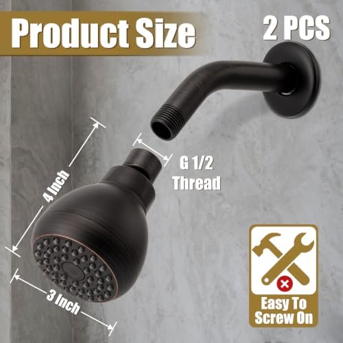 AISOSO Fixed Shower Head High Pressure 2PCS 3" Showerhead Oil Rubbed Bronze - Image 2