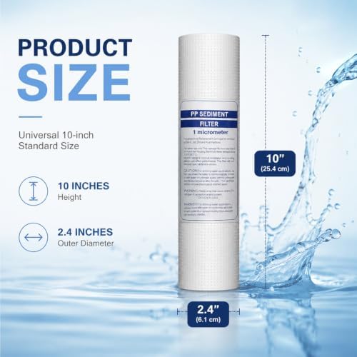 8-pack 10x2.4-inch Universal Replacement Sediment Filter Cartridges For Whole-house And Well Water Systems, Compatible With Most 10-inch Filter Housings(1 micrometer) - Image 2