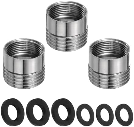 uxcell 3Pcs Faucet Adapter Kit, Male 0.79in to Female 0.67in Kitchen Sink Stainless Steel Tap Aerator Adapter Set to Connect Garden Hose, Water Filter, Standard Hose Diverter by uxcell