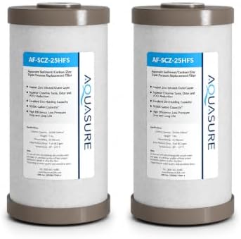 Aquasure Fortitude V2 Series Triple Purpose Sediment/Carbon/Zinc Replacement Filters (2, Standard) by Aquasure