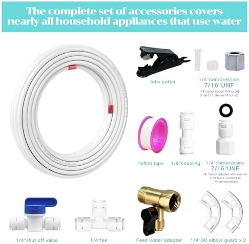 32.8 feet Refrigerator Water Supply Hose Kit For reverse osmosis water lines and ice maker water lines in refrigerators Quick-connect fittings for purifying filter faucet connections - Image 2