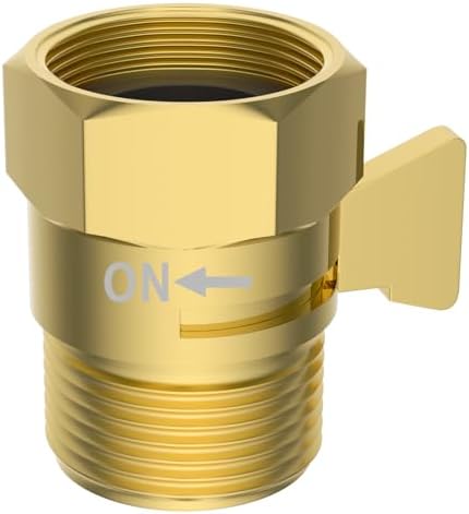 Hibbent All Metal 1 Pack Shower Head Flow Control Valve, G1/2 Brass Shut-off Valve with Metal Handle Lever, Shut OFF Water Flow Control Regulator for Handheld Shower, or Bidet Sprayer, Brushed Gold by Hibbent