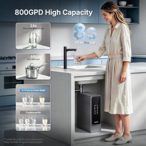 Ranein Alkaline Reverse Osmosis System, 800GPD Tankless RO Water Filter - Image 5