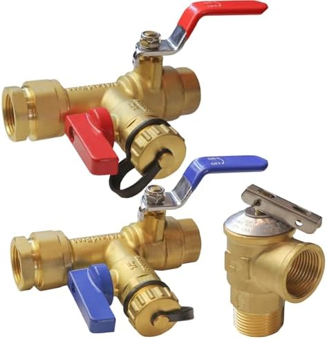 Xiny Tool 3/4-Inch IPS Isolator Tankless Water Heater Service Valve Kit with Pressure Relief Valve, Clean Brass - Image 6