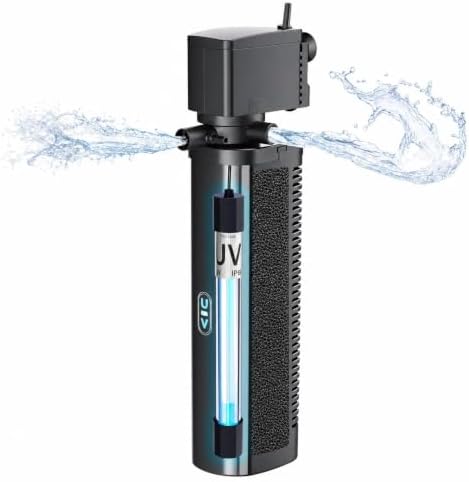 COOSPIDER Aquarium Filter with 7W U-V Light 300GPH for 75-200 Gallon Tank by Coospider