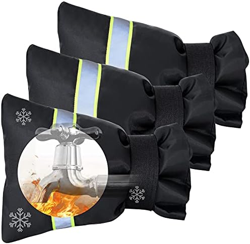 Velcro Thickened Anti-Freeze Outdoor Faucet Socks - Reusable Hose Bib Covers with Reflective Strips for Winter Freeze Protection, Cold Weather by ANKIBER