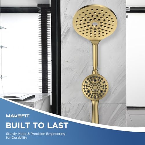 Dual Handheld Shower Head Combo, 2-in-1 Rain Shower Heads System 8 Inch Rainfall Shower Head and 10 Modes High Pressure Hand Held Showerhead with Built-in Power Wash - Image 4