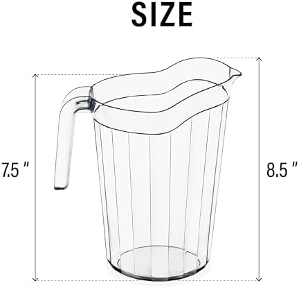DecorRack 2 Pack - 75 oz Polycarbonate Plastic Pitcher Beverage Dispenser with Pour Spout Shatterproof Catering and Restaurant Serveware for Cold Drinks, Water, Lemonade, Beer, and Sangria (2 Pack) - Image 2