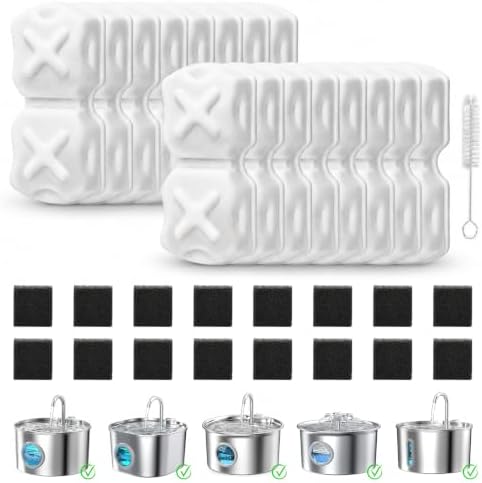 (16 Pack) Cat Water Fountain Filters Compatible with 2.2L/74oz Stainless Steel Cat Water Fountain.Pet Water Fountain Filter for Dog Fountain by TheBestPetConsultant